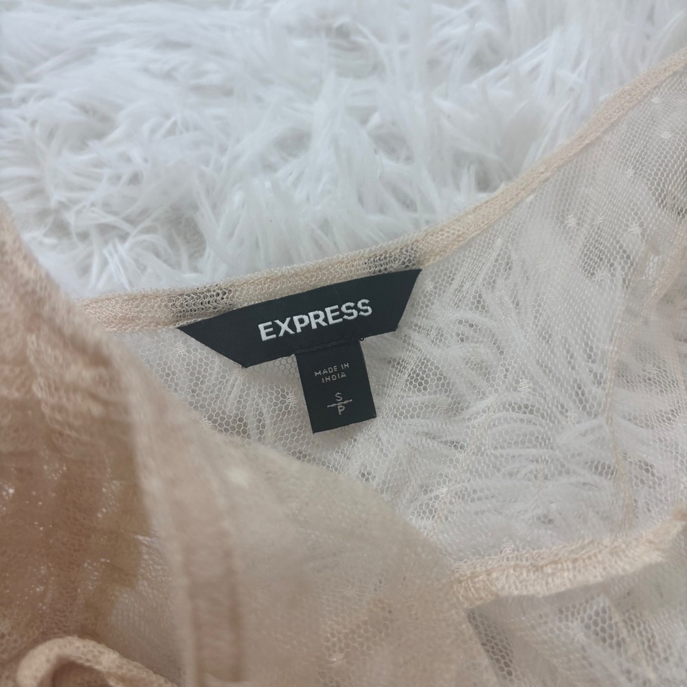 Express Mesh Maxi Dress Small Nude Beige Sheer Boho Festival Cover Up layering - Picture 10 of 13